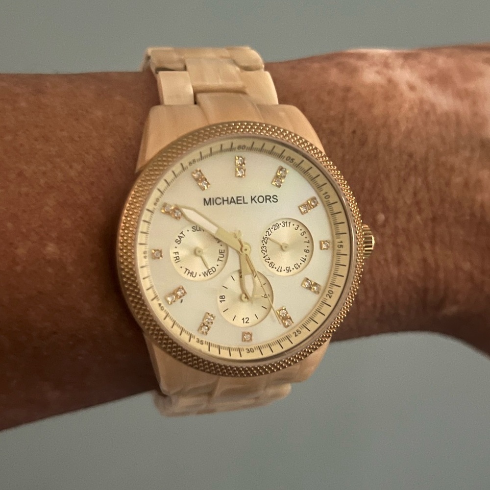 Michael Kors Ladies Gold Mother of Pearl